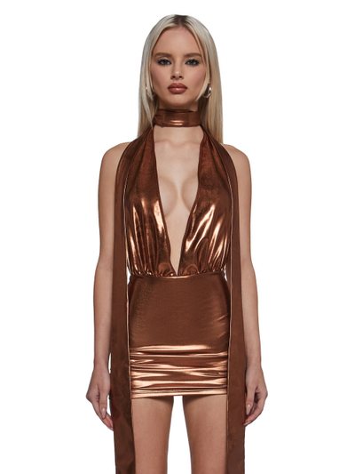Dollskill Ego Halter Dress With Scarf - Gold