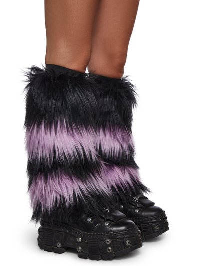 Dollskill Midnight Amethyst Striped Fur Leg Warmers