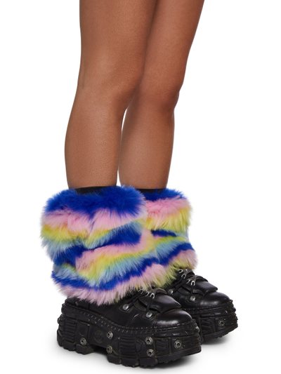 Dollskill Rainbow Rave Striped Fur Leg Warmers