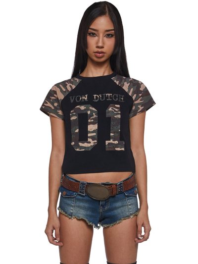 Dollskill Camo Raglan Tee - Black