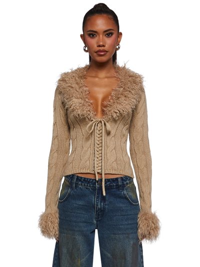 Dollskill Covet Cable Knit Cardigan - Off White