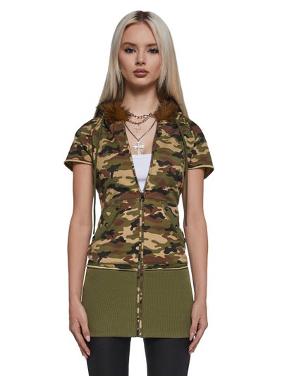 Dolls Kill Texting U Camo Hoodie Mini Dress
