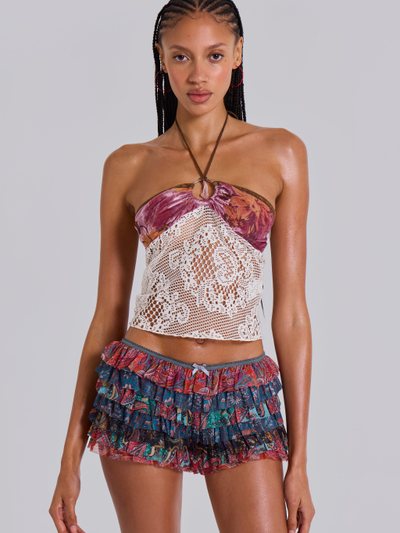 Jadedldn Eliana Devore Knit Bandeau Top in White