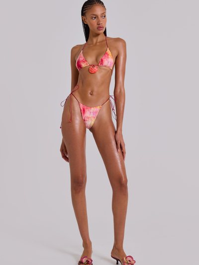 Jadedldn Cantha Micro Triangle Bikini Top With Shell Trim in Sunset