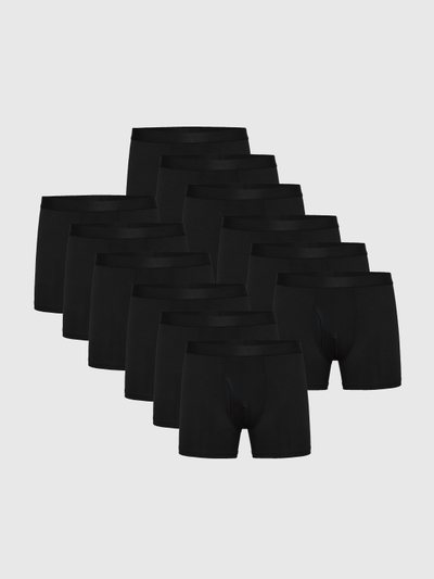 Trueclassictees Black Boxer Trunks W/ Fly 12-Pack