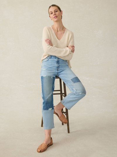 Fahertybrand 90S Crop Patchwork Jean - Heirloom Indigo Wash