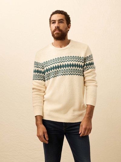 Fahertybrand Heirloom Crewneck Sweater - Cream Forest Fairisle