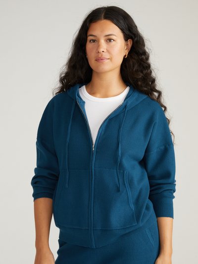 Universal Standard Knitted Mila Zip Hoodie - Deep Teal