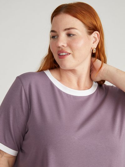 Universalstandard Tee Rex - Purple/White Trim
