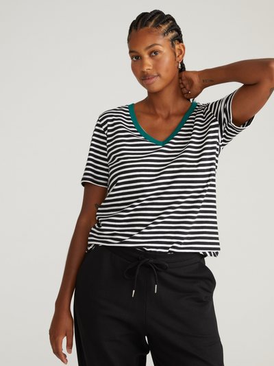 Universalstandard V Rex - Black/White Stripe with Aventurine Trim