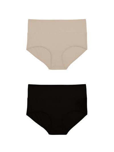 Universalstandard UltimateS 2-Pack Full Coverage High Rise Brief - Black/Porcelain