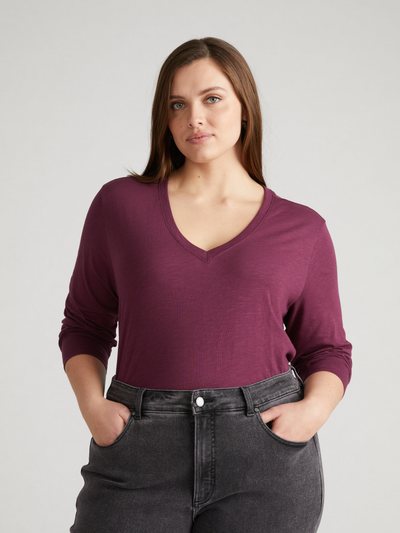 Universalstandard Light-As-Air Long Sleeve V Neck Tee - Jam