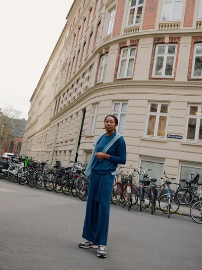 Universal Standard TravelKnit Wide Leg Pants - Blue Teal