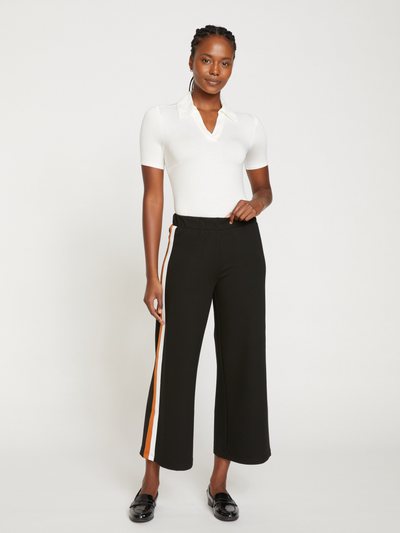 Universalstandard Stephanie Wide Leg Stripe Ponte Pants 27 Inch - Black with Ochre/White Stripe