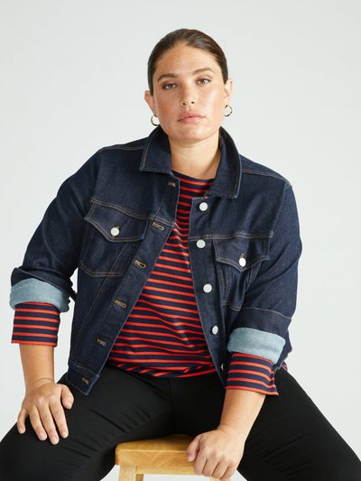 Universalstandard Belle Breton Stripe Jersey Tee - Navy/Red Stripe