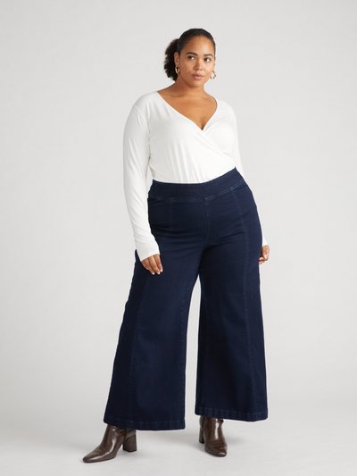 Universal Standard Liquid Jersey Two-Way Long Sleeve Cross Top - White