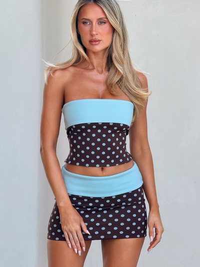 Tigermist IMOGEN MINI SKIRT - BROWN AND BLUE POLKA DOT