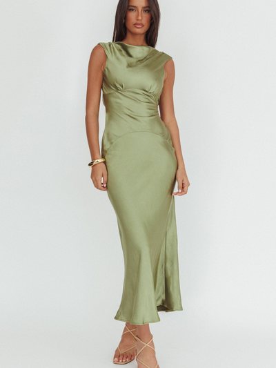 Selfieleslie Cheers To You Cowl Back Maxi Dress Olive
