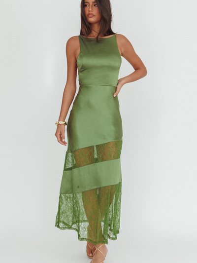 Selfieleslie Helsi Low Back Lace Insert Maxi Dress Forest Green
