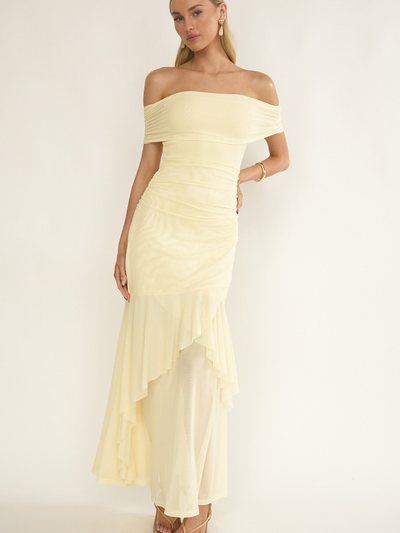 Selfieleslie Kiarna Off-Shoulder Mesh Maxi Dress Butter