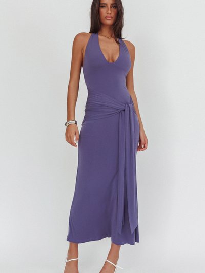 Selfieleslie Matchmakers Sash Waist Halter Maxi Dress Taupe