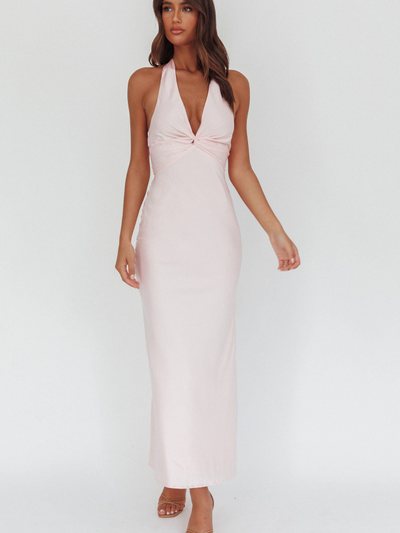 Selfieleslie Devotion Twist Bust Halter Maxi Dress Baby Pink