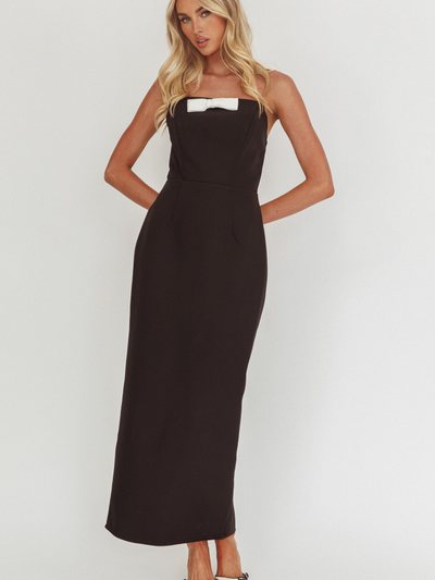Selfieleslie Cocktail Party Strapless Bow Bust Maxi Dress Black