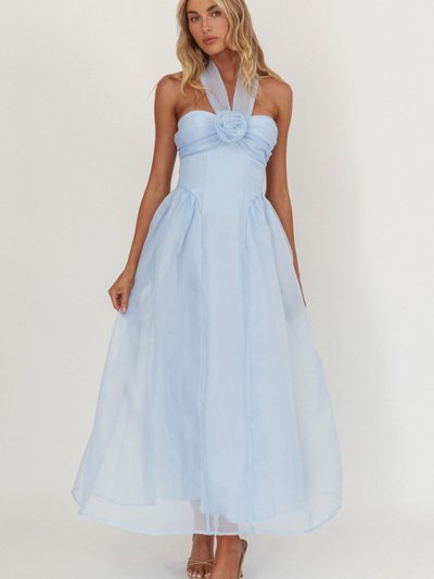 Selfieleslie Elvera Rose Bust Halter Midi Dress Blue