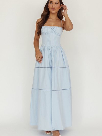 Selfieleslie Heavenly Glow Gathered Bust A-Line Maxi Dress Blue