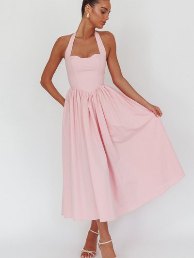 Selfieleslie Get My Attention Halterneck Maxi Dress Pink