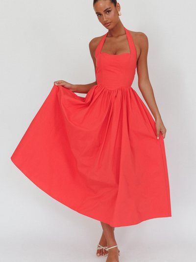 Selfieleslie Get My Attention Halterneck Maxi Dress Red