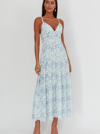 Selfieleslie South Pacific Strappy Back Maxi Dress Floral Blue