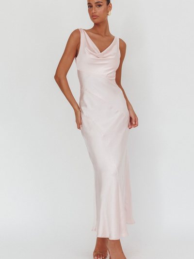 Selfieleslie Good Intentions Cowl Neck Open Back Maxi Dress Pink