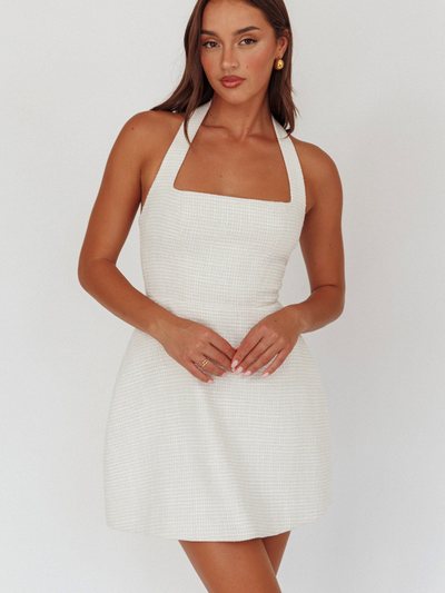 Selfieleslie Hendrix Halterneck A-Line Mini Dress Cream