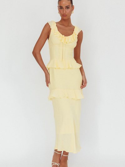 Selfieleslie Arrabel Ruffle Trim Bust Tie Maxi Dress Banana