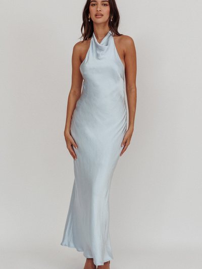 Selfieleslie Sweetest Sundays Halterneck Open Back Dress Soft Blue