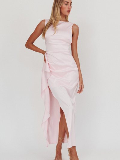 Selfieleslie Kamillia Boat Neck Split Maxi Dress Ice Pink