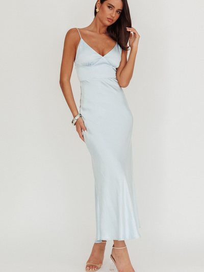 Selfieleslie Hold Me Satin Backless Maxi Dress Ice Blue
