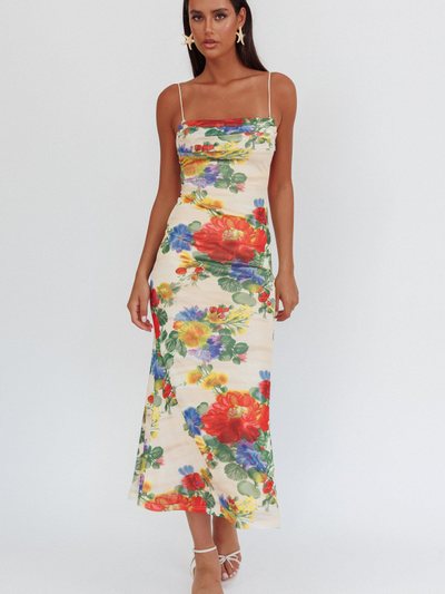 Selfieleslie Days Ahead Mesh Overlay Maxi Dress Floral Pink
