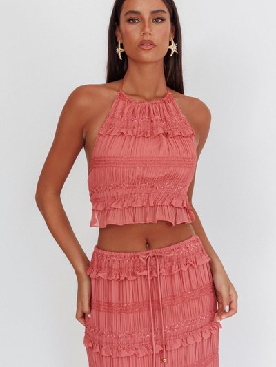 Selfieleslie Helios Halterneck Shirred Sequin Top Rose