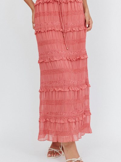 Selfieleslie Helios Shirred Sequin Maxi Skirt Rose