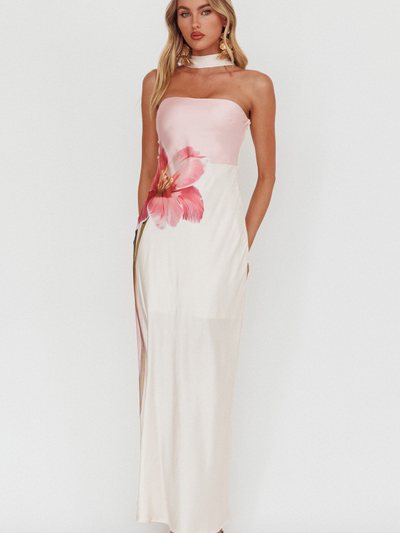 Selfieleslie Damsel Reverse Halter Maxi Dress Flower Pink