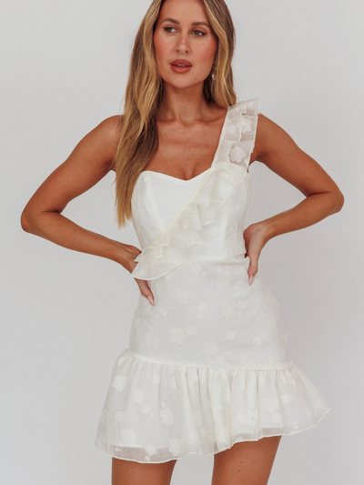 Selfieleslie Minka One-Shoulder Ruffle Mini Dress Off White