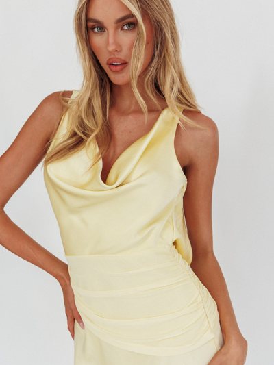 Selfieleslie Isabella Open Cowl Back Maxi Dress Butter