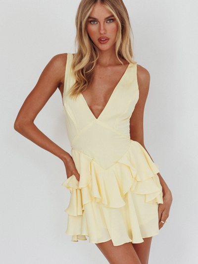 Selfieleslie Like Me Tied Back Layered Mini Dress Yellow