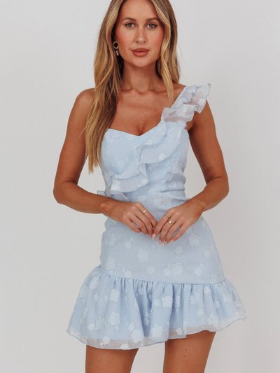 Selfieleslie Minka One-Shoulder Ruffle Mini Dress Blue