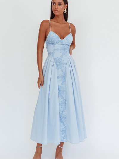 Selfieleslie Serifine Floral Embellished Maxi Dress Blue