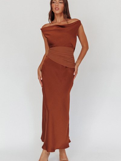 Selfieleslie Isabella Open Cowl Back Maxi Dress Cocoa