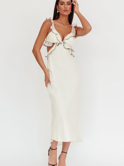 Selfieleslie Second Chances Ruffle Trim Maxi Dress Contrast Cream