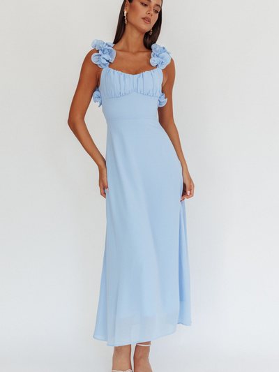 Selfieleslie Eloquent Lace-Up Back Maxi Dress Blue